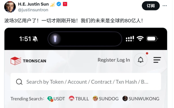 波场TRON账户总数突破3亿，全球化发展再创辉煌里程碑